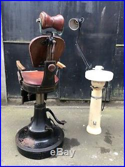 Very Rare Early 20th Century Childs Dental Dentist Chair + Trident, Tools etc