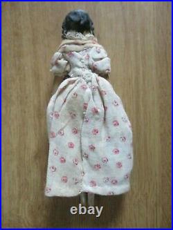 Very Rare Early Antique Grodnertal Wooden Peg Doll 5 Inch