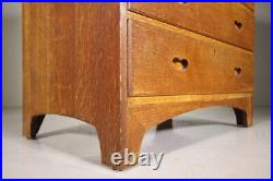 Very Rare Early Antique Heals Oak Chest of Drawers Squashed Heart