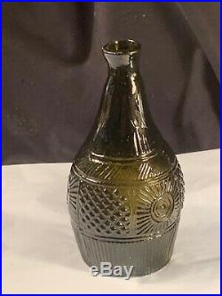 Very Rare Early Antique Three Piece Mold Decanter Olive Green Bottle Open Pontil