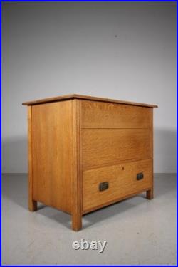 Very Rare Early Heals Antique Mule Chest with Original Interior Stamped