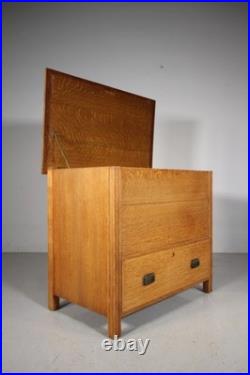 Very Rare Early Heals Antique Mule Chest with Original Interior Stamped