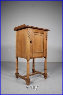 Very Rare Early Heals Antique Oak Bedside Cabinet