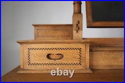 Very Rare Early Heals Antique Oak Dressing Chest Labelled