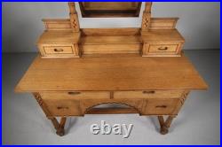 Very Rare Early Heals Antique Oak Dressing Chest Labelled