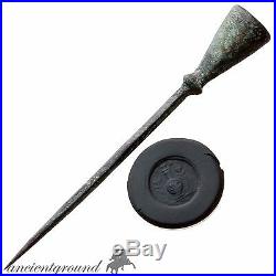 Very Rare Early Roman Bronze Seal Hair Pin Circa 31 Bc To 81 Ad