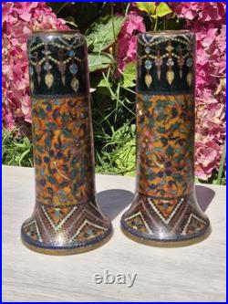 Very Rare Pair of Japanese Cloisonne Vases manner of early Namikawa Yasuyuki