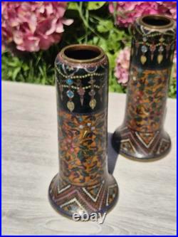 Very Rare Pair of Japanese Cloisonne Vases manner of early Namikawa Yasuyuki