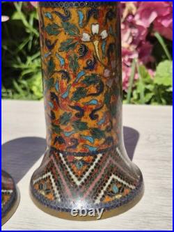 Very Rare Pair of Japanese Cloisonne Vases manner of early Namikawa Yasuyuki