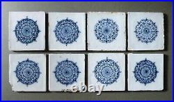Very Rare Set Of Eight Early 18th Century Lambeth Delft Tiles With Provenance