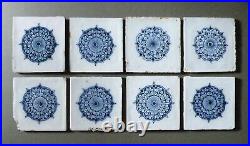 Very Rare Set Of Eight Early 18th Century Lambeth Delft Tiles With Provenance Very Rare Set Of Eight Early 18th Century Lambeth Delft Tiles With Provenance