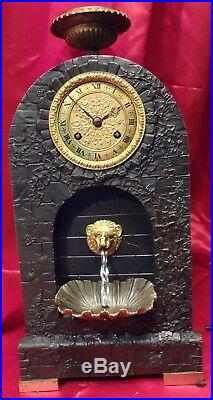 Very Rare Spectacular Early 19th Century Automaton Fountain Clock Gilt Bronze