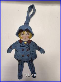 Very rare Antique 1920s, (1925) felt flapper doll purse with detailed