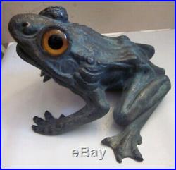 Very rare early 1900s lg cast bronze Frog Amer Arts Metal Works San Francisco