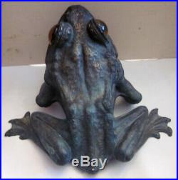 Very rare early 1900s lg cast bronze Frog Amer Arts Metal Works San Francisco