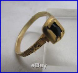Very rare early English Medieval gold crusaders ring with blue sapphire 1200AD