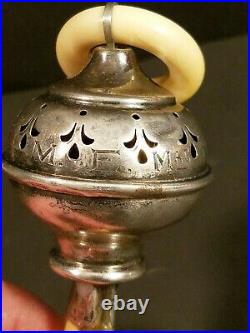 Victorian Silver Balloon Baby Rattle & Teether with Early Hallmark EXTREMELY RARE