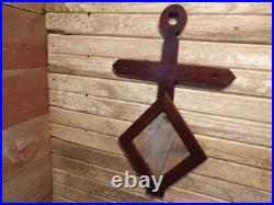 Vintage Antique Early RARE 1800's Church Cross Walnut Wall Mirror