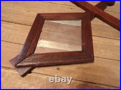 Vintage Antique Early RARE 1800's Church Cross Walnut Wall Mirror