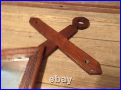 Vintage Antique Early RARE 1800's Church Cross Walnut Wall Mirror