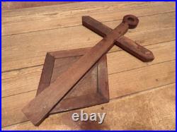 Vintage Antique Early RARE 1800's Church Cross Walnut Wall Mirror