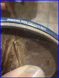 Vintage Antique Emblem Motorcycle Pin Pocket Mirror Celluloid Rare Folkart Early
