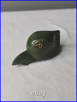 Vintage Antique Green Bakelite Hair Barrette Bird RARE