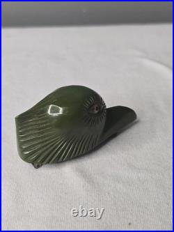 Vintage Antique Green Bakelite Hair Barrette Bird RARE