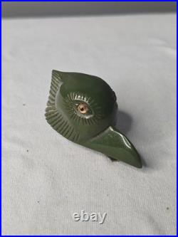 Vintage Antique Green Bakelite Hair Barrette Bird RARE