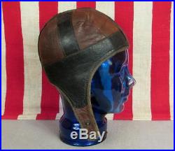 Vintage Antique Leather Football Helmet Two-Tone early 1900's Rare Great Shape