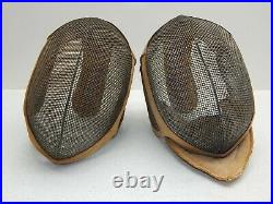 Vintage Early Fencing Sabre Mask Helmets Pair x2 Antique Rare Free Shipping