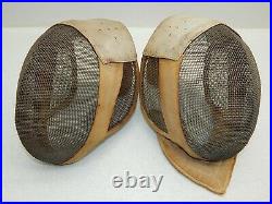 Vintage Early Fencing Sabre Mask Helmets Pair x2 Antique Rare Free Shipping