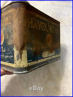 Vintage Early Rare Antique Havoline Indian Refining One Gallon Oil Can New York