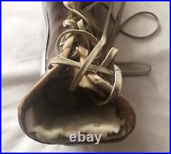 Vintage Rare Medical Ankle Leg Leather Laced Boot Brace Early Century 1920/30s