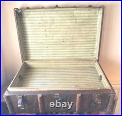 Vintage Steamer Trunk Luggage Chest with Rare Original Inner Lift-Out Tray