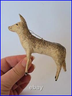 Vtg Antique Early Spun Cotton Dog Ornament Rare! Christmas