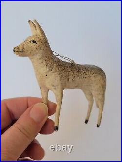 Vtg Antique Early Spun Cotton Dog Ornament Rare! Christmas