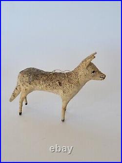 Vtg Antique Early Spun Cotton Dog Ornament Rare! Christmas