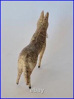 Vtg Antique Early Spun Cotton Dog Ornament Rare! Christmas