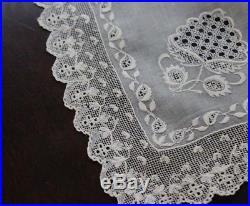 Vtg Antique Rare Dresden Whitework Lace Early 19th Century Shawl Pelerine