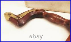 Vtg antique early Sheffield wood & brass ornate bit brace hand drill rare tool