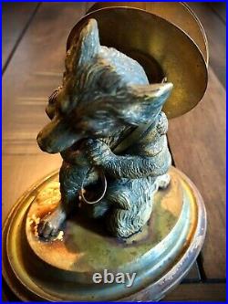 Wonderful & Rare Antique Bronze FOX Card Holder Late 1800s Early 1900s