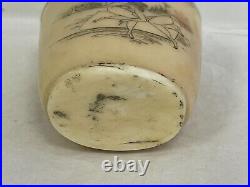 X3 RARE ANTIQUE CHINESE 2 Sided HAND CARVED Risque SNUFF BOTTLES 3 H