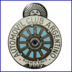 X-Rare Antique Early 1904/1910 Argentine Automobile Club Enamel Copper Car Badge