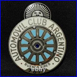 X-Rare Antique Early 1904/1910 Argentine Automobile Club Enamel Copper Car Badge
