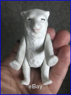 X. Rare Early 1900's HERTWIG Jointed Bisque POLAR BEAR On All 4s/sits Germany 3
