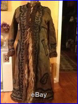 Yak Fur Coat Ladies Bison Buffalo M Excellent Early RARE Hippie Folk Art Antique